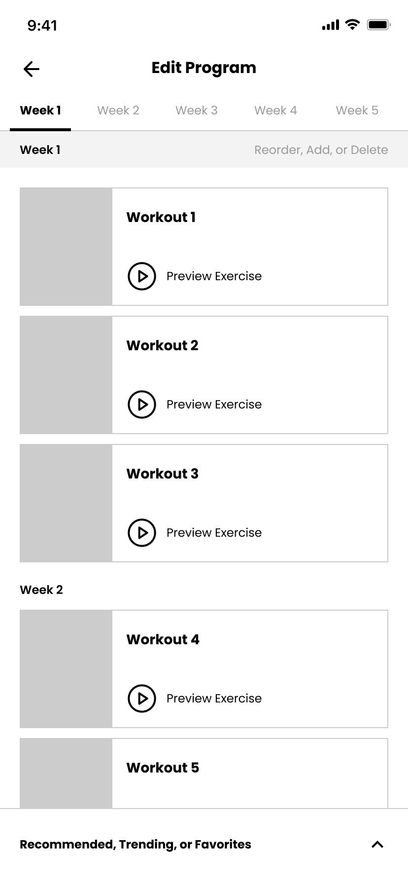 Edit Program wireframe