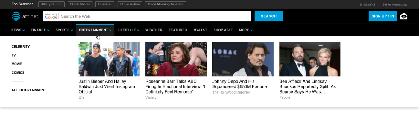 Black horizontal nav