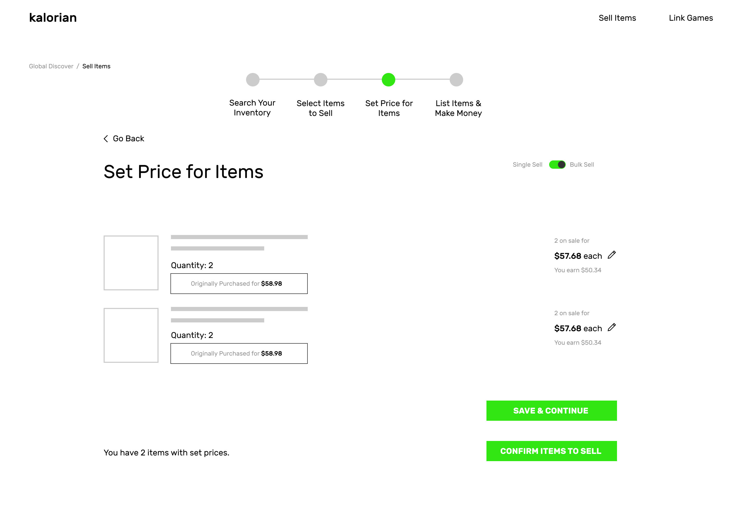 Setting prices in bulk