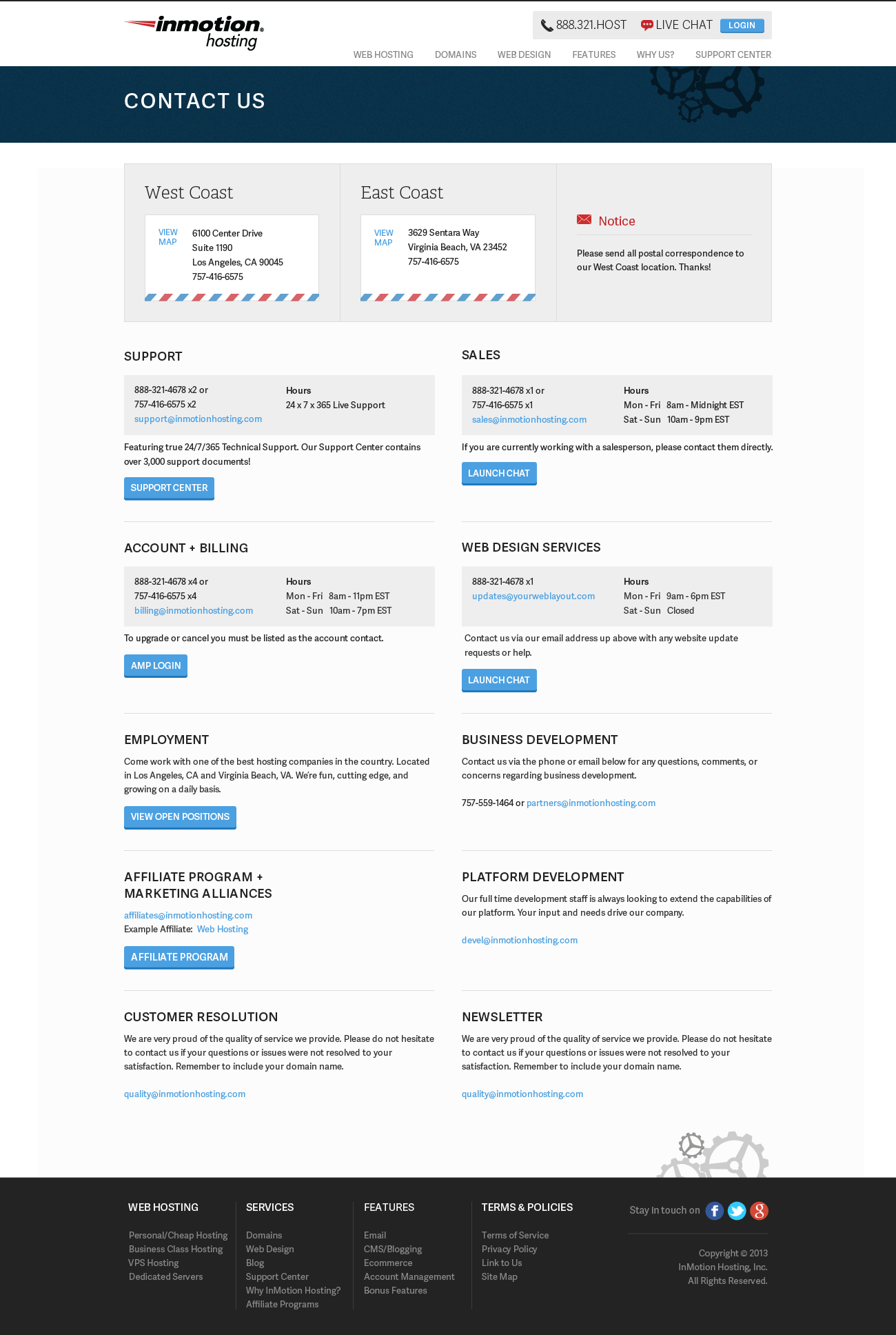 InMotion contact page