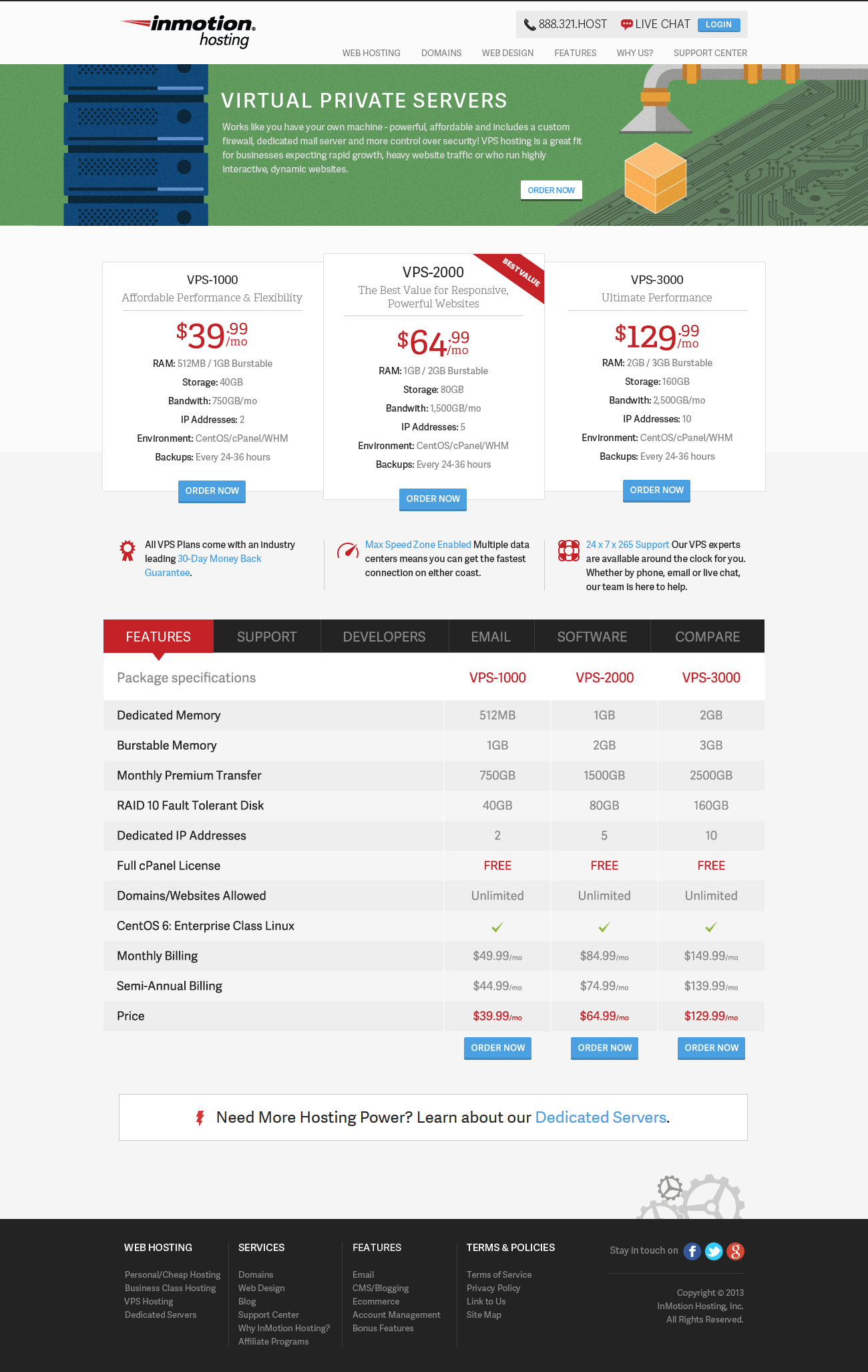 InMotion VPS page