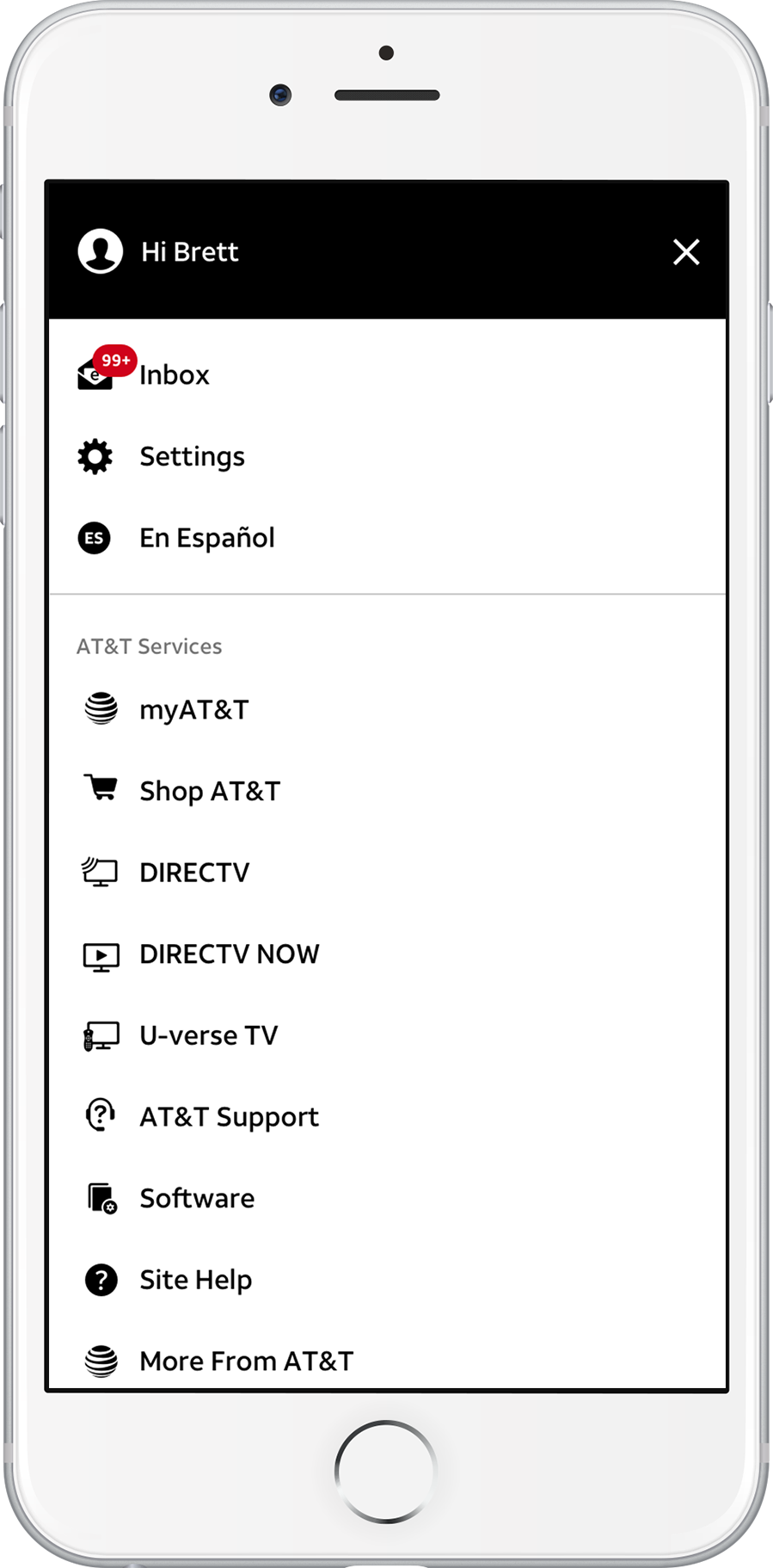 New profile menu