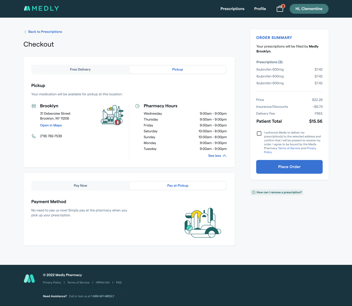 Early pharmacy pickup concept