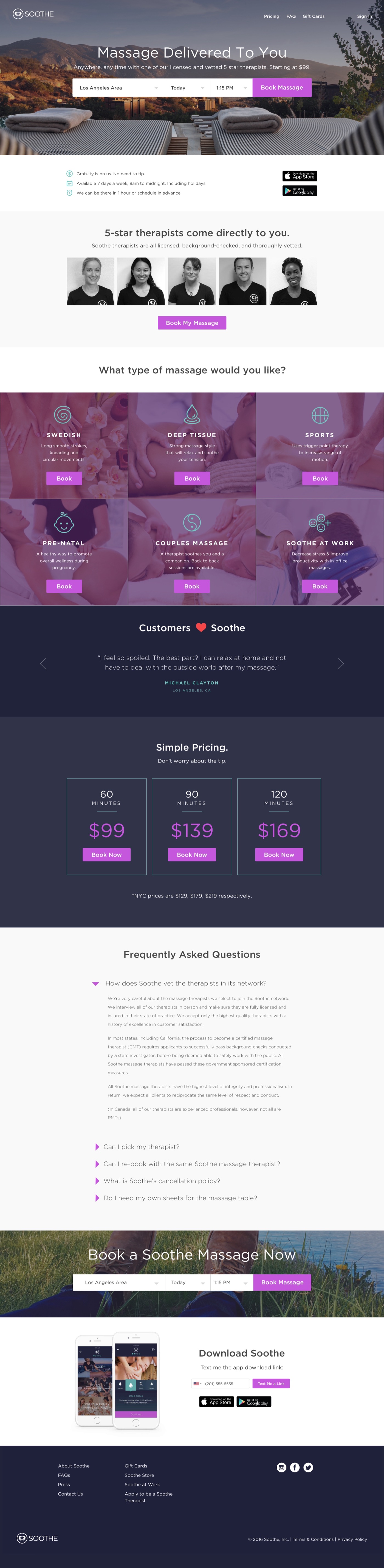 Soothe homepage